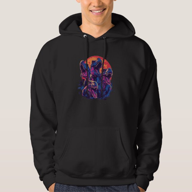 Phenomenal Howling Rex Dinosaur Pack Retro Awesome Hoodie (Front)
