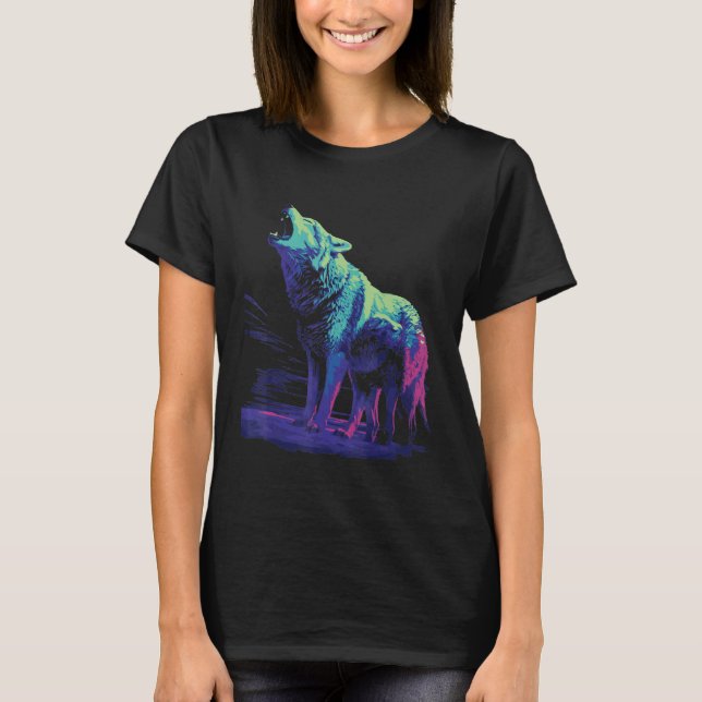 Phenomenal Howling Wolves Wolf Pack Retro Awesomen T-Shirt (Front)