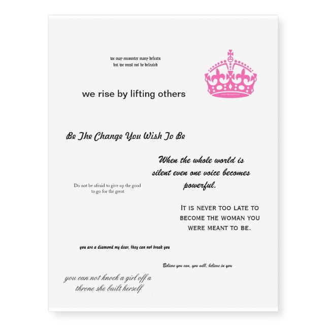 Phenomenal Woman Temporary Tattoos (Front)