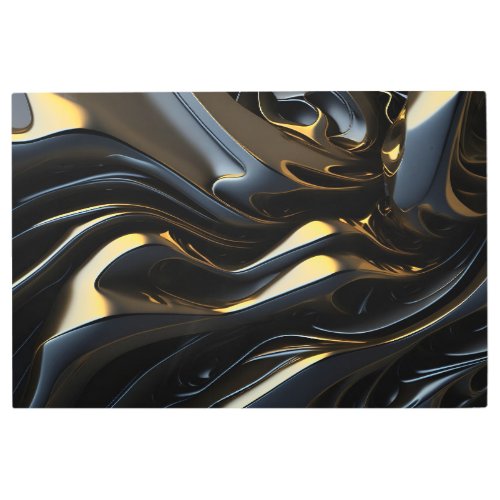 Phenomenon Flow Black Gold L05 Metal Print