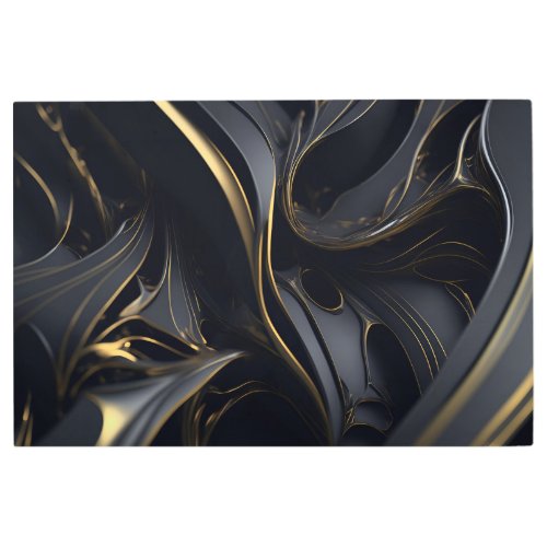 Phenomenon Flow Black Gold L08 Metal Print