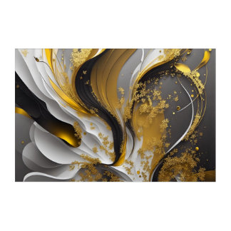 Phenomenon Flow Black White and Gold L01 Acrylic Print