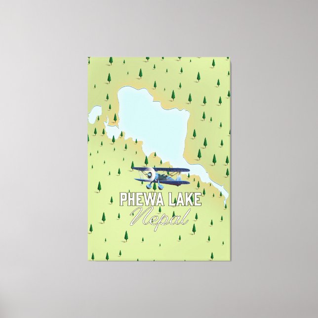 Phewa Lake Nepal travel map Canvas Print (Front)