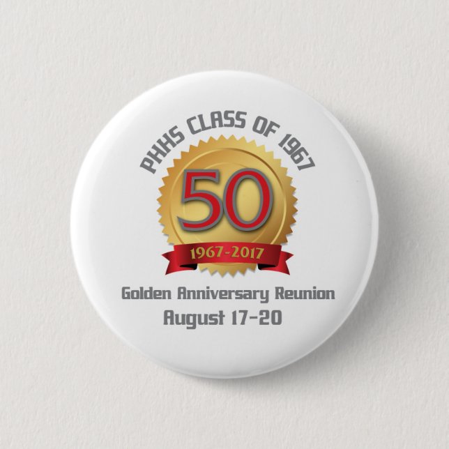 PHHS Class of 1967 50-Year Reunion Button (Front)