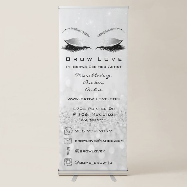 Phi Brows Lash Brow Culture Glitter Eyes Gray Retractable Banner (Front)