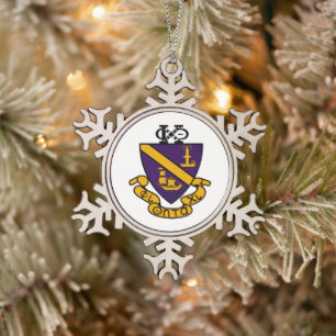 Phi Chi Theta Color Crest Snowflake Pewter Christmas Ornament