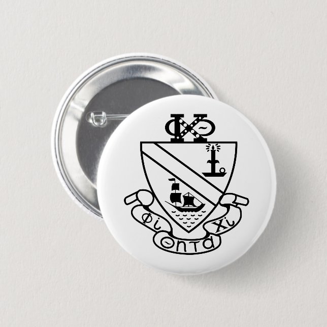 Phi Chi Theta Crest | B&W Button (Front & Back)