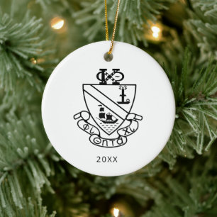 Phi Chi Theta Crest B&W Ceramic Ornament