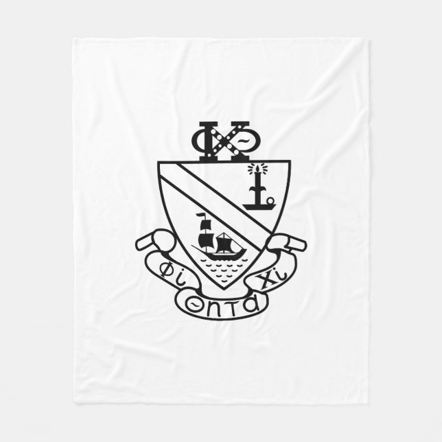Phi Chi Theta Crest | B&W Fleece Blanket (Front)
