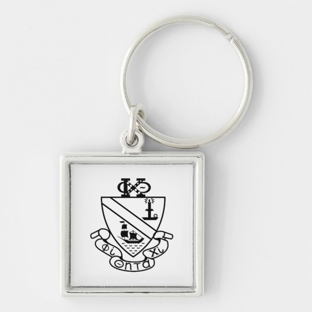Phi Chi Theta Crest | B&W Keychain (Front)