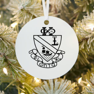 Phi Chi Theta Crest B&W Metal Ornament