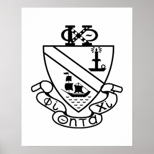 Phi Chi Theta Crest   B&W Poster