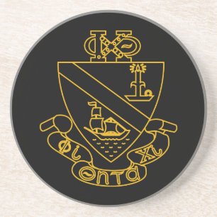 Phi Chi Theta Crest Gold and Black Coaster