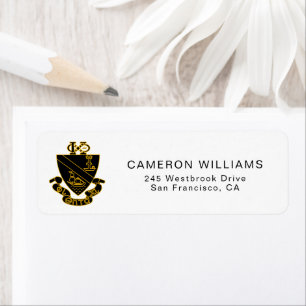 Phi Chi Theta Crest Gold and Black Label