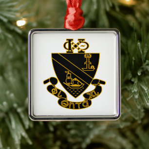 Phi Chi Theta Crest Gold and Black Metal Ornament