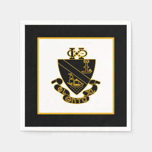 Phi Chi Theta Crest Gold and Black Napkins