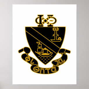 Phi Chi Theta Crest   Gold and Black Poster