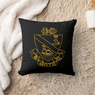 Phi Chi Theta Crest   Gold and Black Throw Pillow