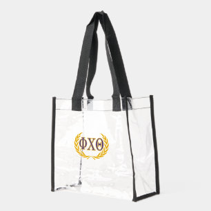 Phi Chi Theta Greek with Wreath Clear Tote Bag