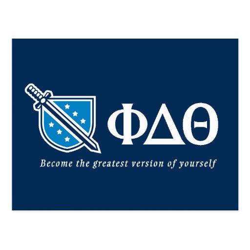 Phi Delta Theta - White Greek Lettters and Logo Postcard | Zazzle