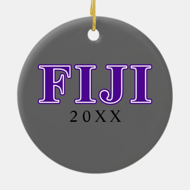 Phi Gamma Delta Purple Letters Ceramic Ornament (Back)