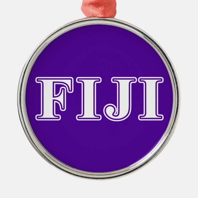 Phi Gamma Delta Whie and Purple Letters Metal Ornament (Front)