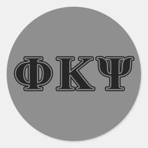 Phi Kappa Psi Black Letters Classic Round Sticker