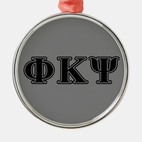 Phi Kappa Psi Black Letters Metal Ornament