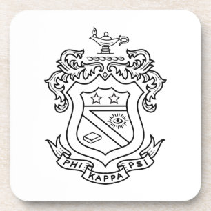 Phi Kappa Psi Fraternity Official Coat of Arms B&W Beverage Coaster
