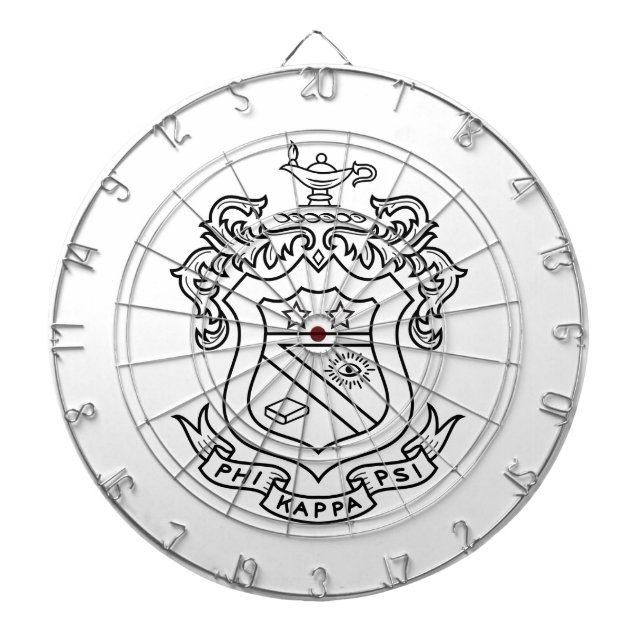Phi Kappa Psi Fraternity Official Coat of Arms B&W Dart Board (Front)