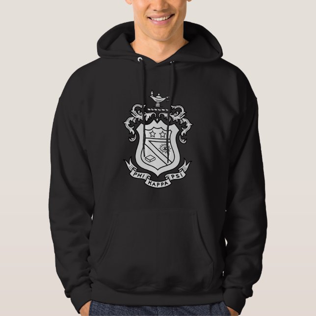 Phi Kappa Psi Fraternity Official Coat of Arms B&W Hoodie (Front)