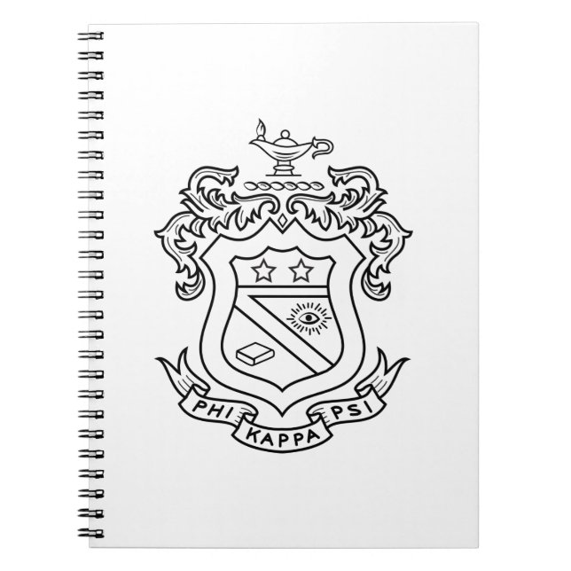 Phi Kappa Psi Fraternity Official Coat of Arms B&W Notebook (Front)