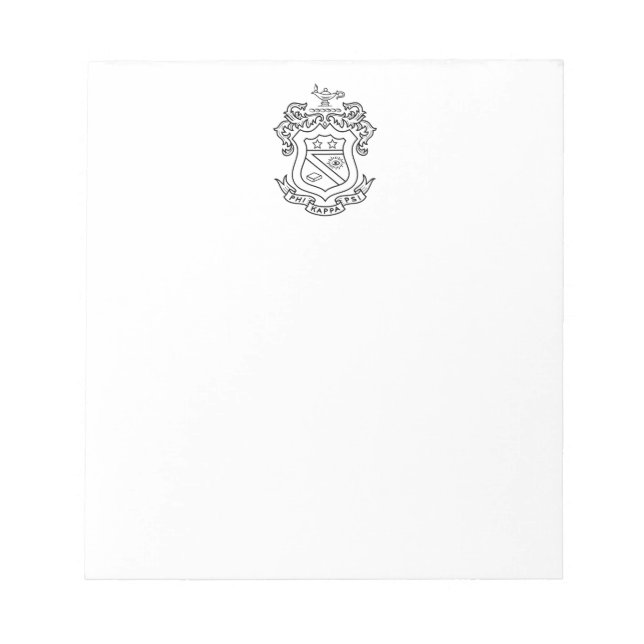 Phi Kappa Psi Fraternity Official Coat of Arms B&W Notepad (Front)