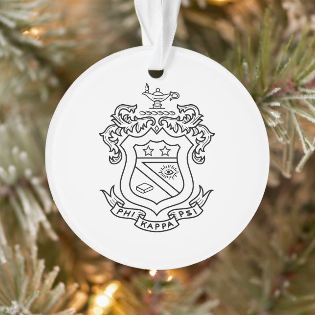 Phi Kappa Psi Fraternity Official Coat of Arms B&W Ornament (Tree)