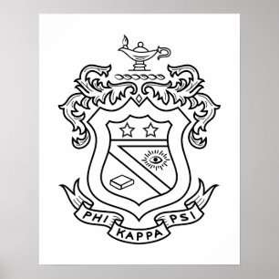 Phi Kappa Psi Fraternity Official Coat of Arms B&W Poster