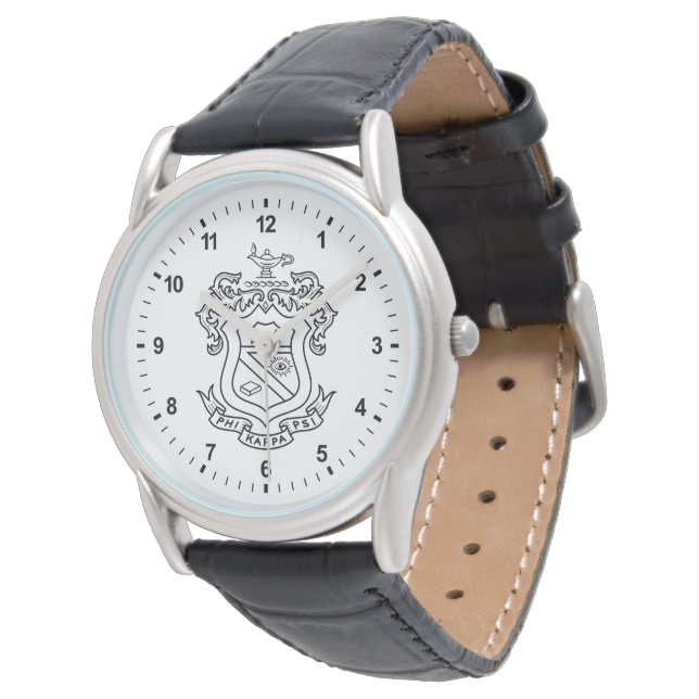 Phi Kappa Psi Fraternity Official Coat of Arms B&W Watch (Angled)