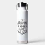 Phi Kappa Psi Fraternity Official Coat of Arms B&W Water Bottle<br><div class="desc">This product proudly showcases the official Coat of Arms for Phi Kappa Psi Fraternity, rendered in striking black and white line art. The design centers on a detailed shield, featuring symbolic elements within its sections: two stars, an all-seeing eye with radiating lines, and a rectangular block. Above the shield, an...</div>