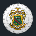 Phi Kappa Psi Fraternity Official Coat of Arms Dart Board<br><div class="desc">This product proudly showcases the official Coat of Arms for Phi Kappa Psi Fraternity, rendered in its vibrant traditional colors. The design centers on a detailed shield, prominently framed in gold, with a green background. Symbolic elements within its sections include two white stars, an all-seeing eye with radiating lines, and...</div>