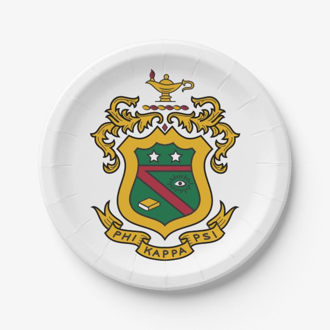 Phi Kappa Psi Fraternity Official Coat of Arms Paper Plates (Front)