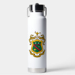 Phi Kappa Psi Fraternity Official Coat of Arms Water Bottle<br><div class="desc">This product proudly showcases the official Coat of Arms for Phi Kappa Psi Fraternity, rendered in its vibrant traditional colors. The design centers on a detailed shield, prominently framed in gold, with a green background. Symbolic elements within its sections include two white stars, an all-seeing eye with radiating lines, and...</div>