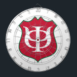 Phi Kappa Psi Fraternity Shield Logo Dart Board<br><div class="desc">This product proudly showcases the official shield logo of Phi Kappa Psi Fraternity. The emblem features a classic shield shape, prominently displayed in a bold red with a distinct green outline. At its center, the Greek letters Phi (Φ) and Psi (Ψ) are elegantly intertwined in white, creating a strong and...</div>