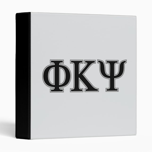 Phi Kappa Psi Greek Letters Black & Grey Logo 3 Ring Binder (Front/Spine)