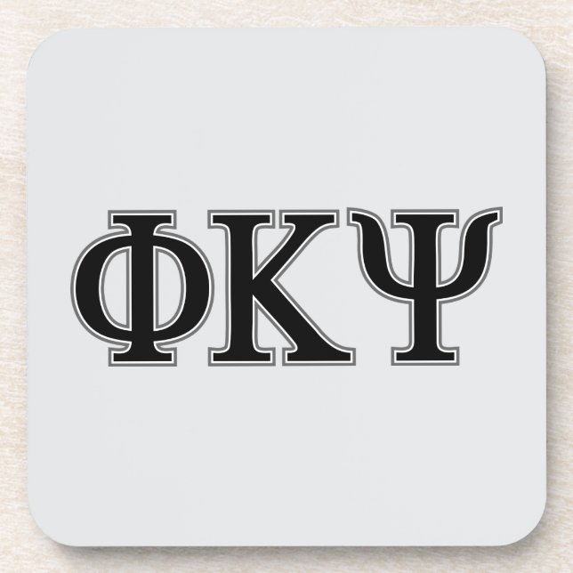 Phi Kappa Psi Greek Letters Black & Grey Logo Beverage Coaster (Front)