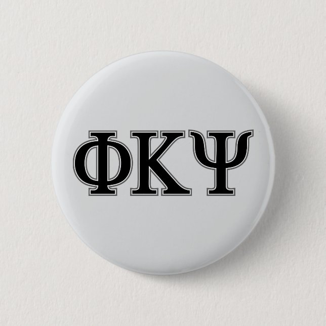 Phi Kappa Psi Greek Letters Black & Grey Logo Button (Front)