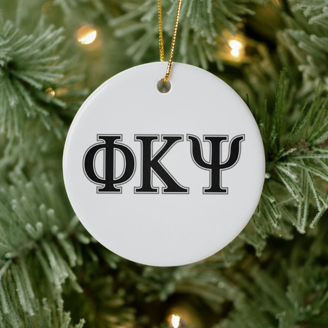 Phi Kappa Psi Greek Letters Black & Grey Logo Ceramic Ornament (Tree)