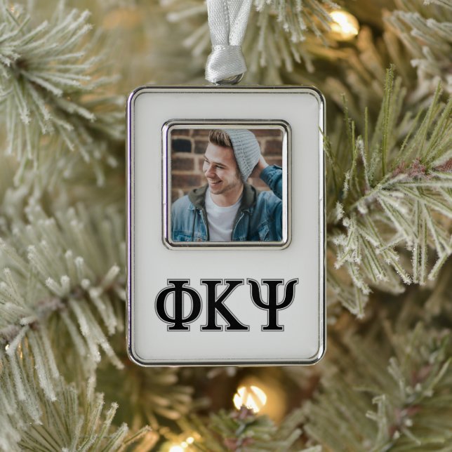 Phi Kappa Psi Greek Letters Black & Grey Logo Christmas Ornament (Tree)