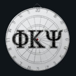 Phi Kappa Psi Greek Letters Black & Grey Logo Dart Board<br><div class="desc">This product proudly showcases the iconic Greek letters of Phi Kappa Psi Fraternity, presented in a bold black with a distinct grey outline. The block-style letters Phi (Φ), Kappa (K), and Psi (Ψ) are prominently displayed, creating a strong and recognizable symbol of the fraternity. This classic representation embodies the tradition,...</div>