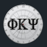 Phi Kappa Psi Greek Letters Black & Grey Logo Dart Board<br><div class="desc">This product proudly showcases the iconic Greek letters of Phi Kappa Psi Fraternity, presented in a bold black with a distinct grey outline. The block-style letters Phi (Φ), Kappa (K), and Psi (Ψ) are prominently displayed, creating a strong and recognizable symbol of the fraternity. This classic representation embodies the tradition,...</div>