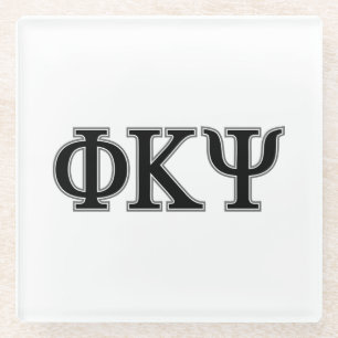 Phi Kappa Psi Greek Letters Black & Grey Logo Glass Coaster