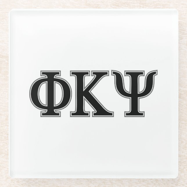Phi Kappa Psi Greek Letters Black & Grey Logo Glass Coaster (Front)